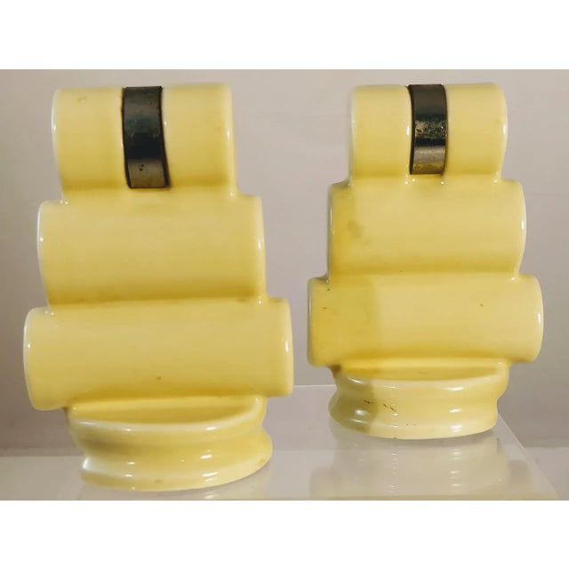 Original Yellow Art Deco Porcelain Towel Bar Holders - a Pair | Chairish