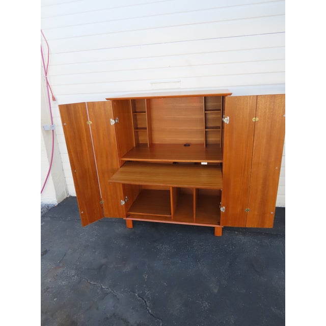 Mid Century Modern Teak Hidden Office Armoire Workstation Cabinet 6671 For Sale - Image 17 of 18