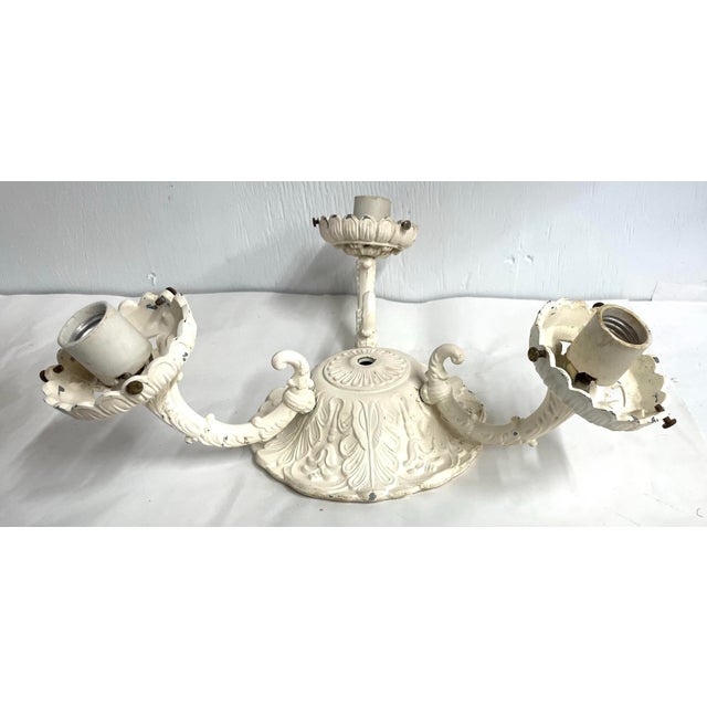 Antique 3 Arm Ceiling Light Fixture For Sale In Dallas - Image 6 of 10