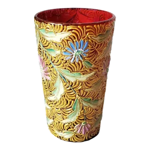 Fine Antique Bohemian Gilt Enameled Art Glass, Moser Attributed