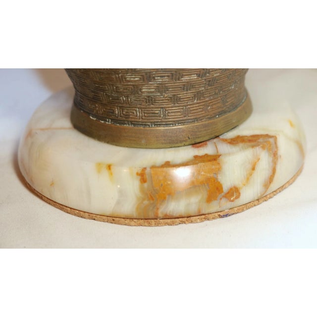 Antique Handmade Ornate Japanese Champleve Enamel Bronze Marble Table Lamp For Sale In New York - Image 6 of 12