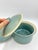 Mid-Century Modern Vintage Studio Pottery Covered Berry Bowl With Lid and Drip Plate, Blue Green Ceramic Colander, Signed Handmade Produce Keeper For Sale - Image 3 of 13