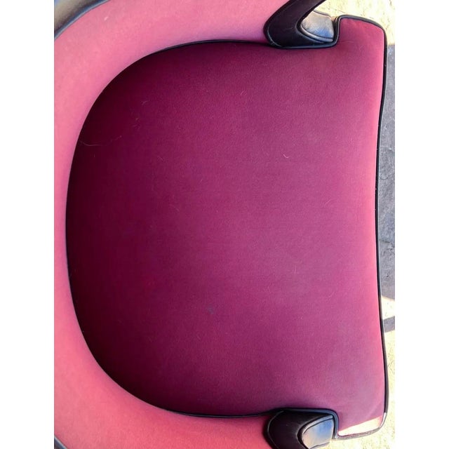 1960s Mid-Century Red and Black Leather Wood Club Chair For Sale - Image 5 of 9