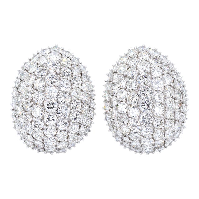 Platinum Diamond Earrings Womens Omega Back Luxe Old Money Glam For Sale