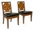 19th-C. Inlaid Biedermeier Style Side Chairs - Black Leather Upholstery -Pair For Sale