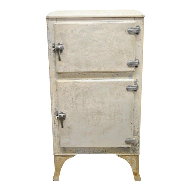 Antique Tennessee Furniture Corp. Metal Ice Box Refrigerator Freezer