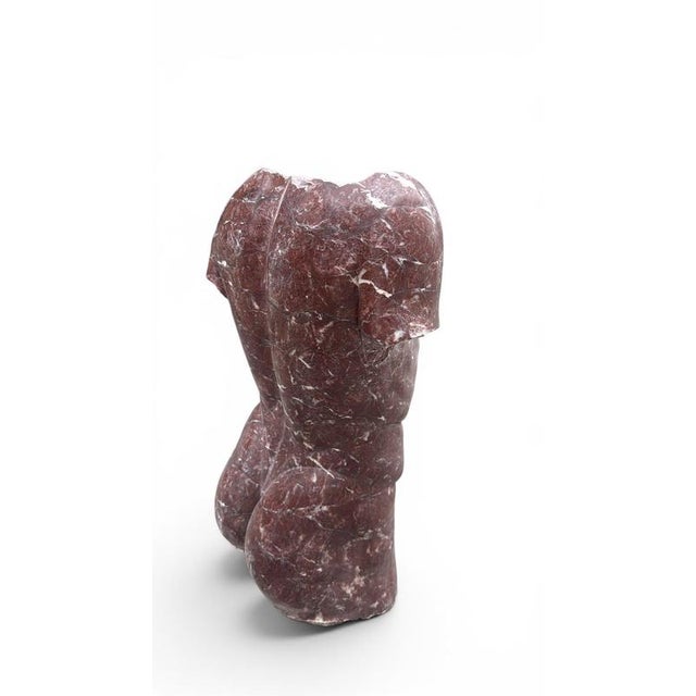 Italian Red Marble Nude Male Torso Sculpture, Italy For Sale - Image 3 of 7