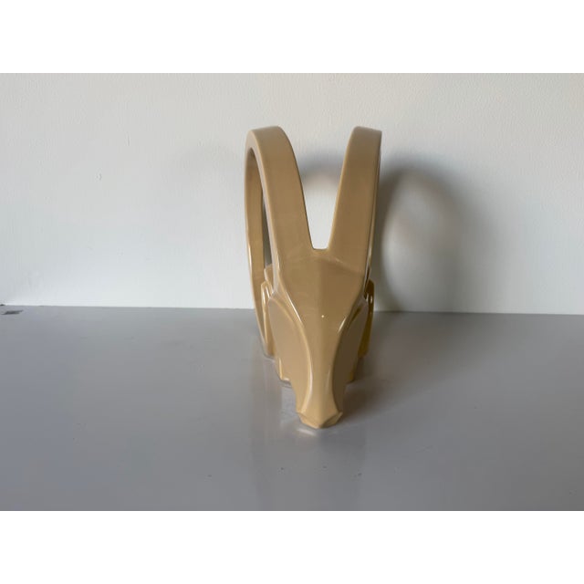 Tan 1980s Jaru Glazed Ceramic Gazelle / Ram’s Head Sculpture For Sale - Image 8 of 12