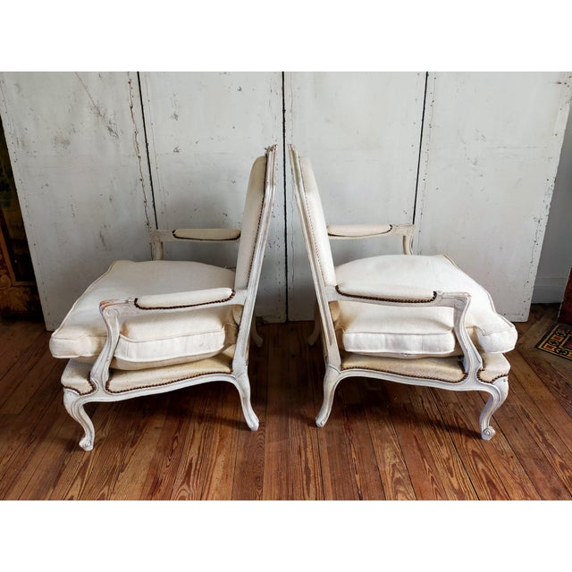 Large Louis XV Style Bergère Armchairs, 1970s, Set of 2 For Sale - Image 6 of 10