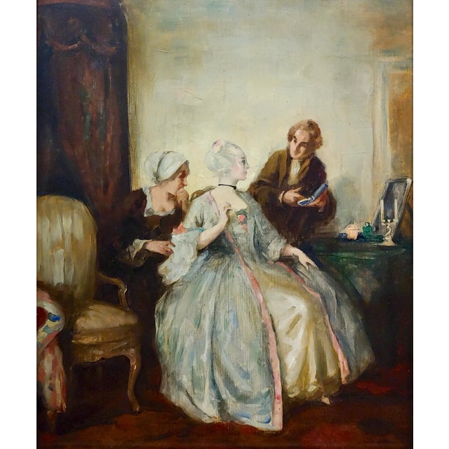 French Alfred De Dreux 19th Century Woman in a French Interior -Oil Painting For Sale - Image 3 of 10