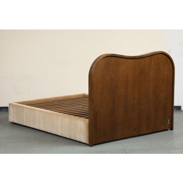 Camel Brown Upholstered Queen Bed Frame With Storage Drawer For Sale - Image 13 of 15