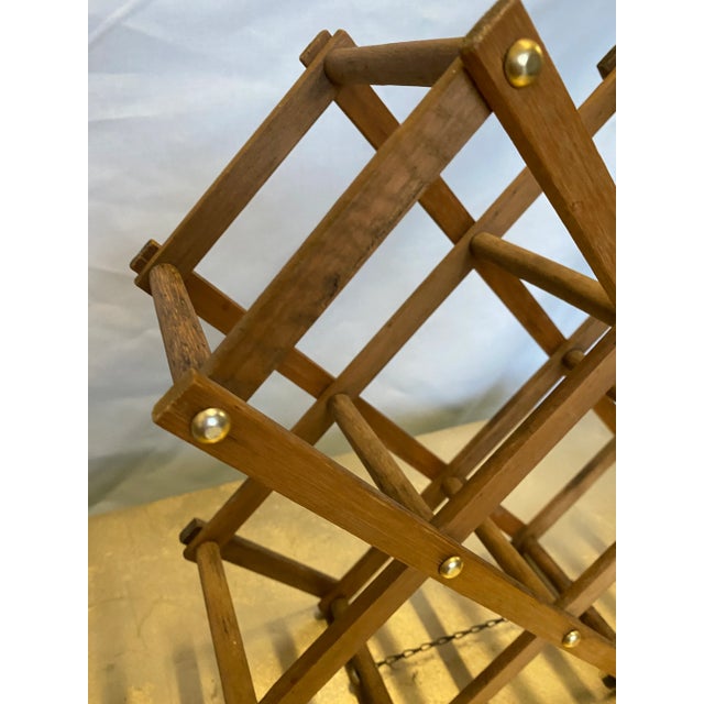 1970s Petite Mid-Century Modern Wooden Folding Wine Rack For Sale - Image 4 of 8