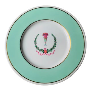 Spode Copeland Hand-Painted Serving Plate/Charger With Aqua Border, c.1900, 10.5" For Sale