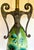 Early 20th Century Antique Victorian Revival Hand-Painted Floral Glass Table Lamp With Dolphin Supports For Sale - Image 5 of 12