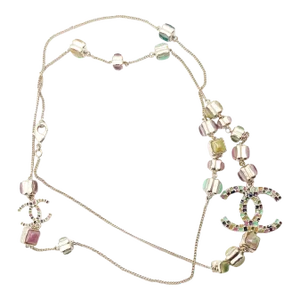 Chanel Gold CC Colorful Mosaic Chain Necklace
