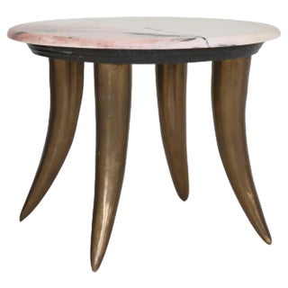 Coffee Table in Pink Marble and Brass Sabre Legs by Angelo Mangiarotti, 1960s For Sale