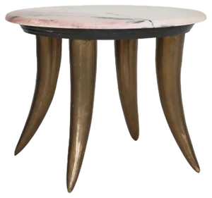 Coffee Table in Pink Marble and Brass Sabre Legs by Angelo Mangiarotti, 1960s
