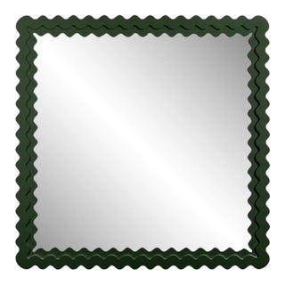 Fleur Home Carnival Chaos Square Mirror in Duck Green, 48x48 For Sale