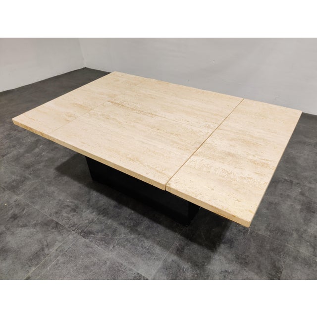 Vintage Travertine Hidden Bar Coffee Table, 1970s, in Good conditions. Designed 1970 to 1979