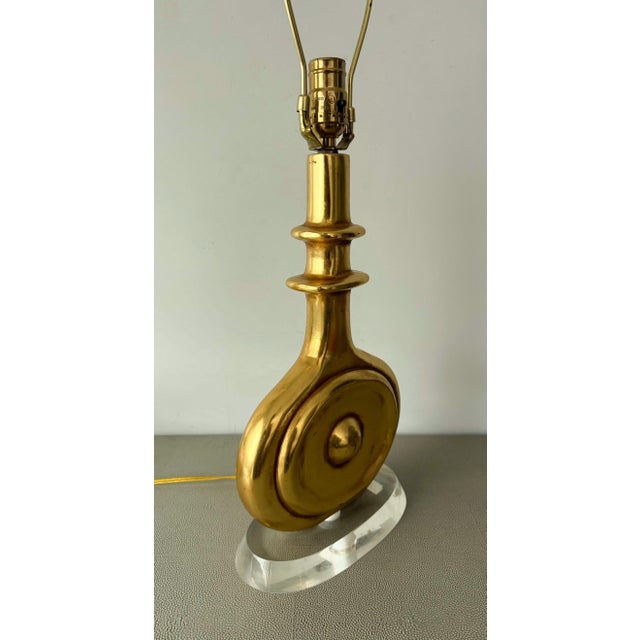 Boho Chic Modernist Giltwood Table Lamp For Sale - Image 3 of 5