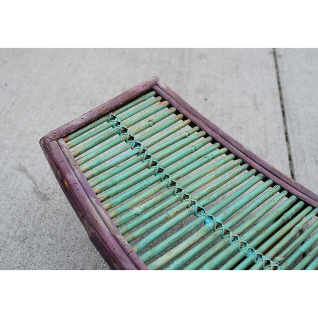 Vintage Mid Century Modern Painted Bamboo Magazine Rack For Sale - Image 4 of 11