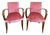 Art Deco Pink Velvet Moustache Armchairs, 1940s, Set of 2 For Sale