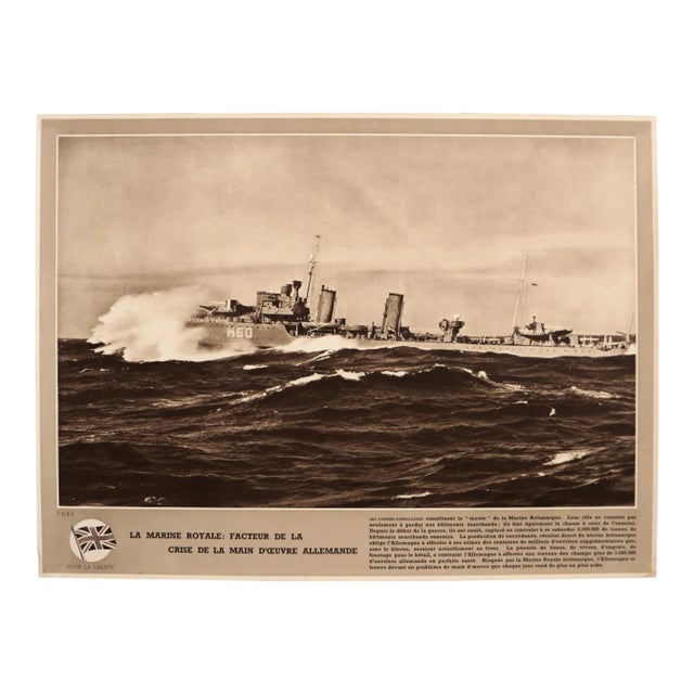 1940-1945 Original French Wwii Poster, Victoire / Un Sous-Marin Britannique (Submarine) For Sale