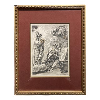 Christoph Weigel l'Ancien, Apparition of the Virgin to Saint Luke, 1800s, Engraving and Etching, Paper For Sale