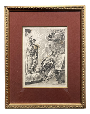 Christoph Weigel l'Ancien, Apparition of the Virgin to Saint Luke, 1800s, Engraving and Etching, Paper