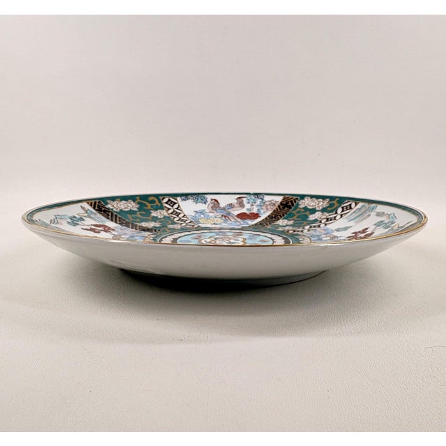 Vintage 11" Hand-Painted "Gold Imari" Japanese Porcelain Charger – Dragon & Landscapes For Sale - Image 4 of 11
