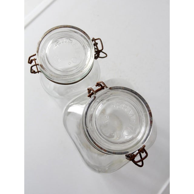 Transparent Vintage Italian Ermetico Glass Jars Pair For Sale - Image 8 of 9