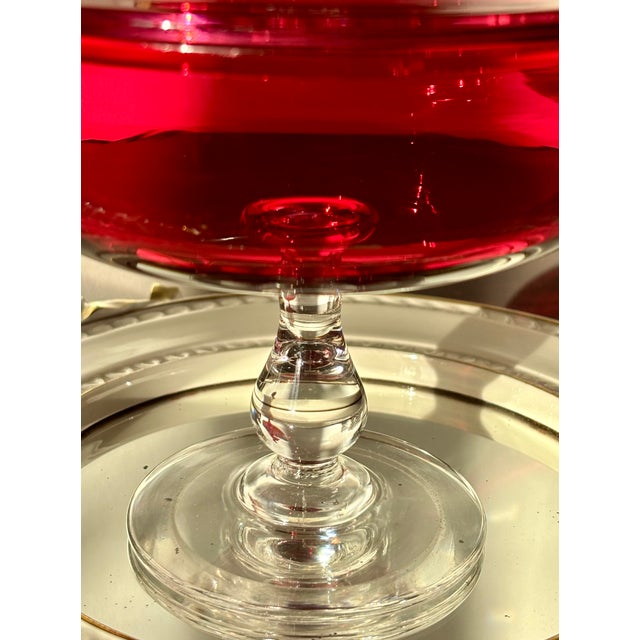 Red Ruby and Clear Crystal Drageoir from Baccarat, Late 19th Century For Sale - Image 8 of 15