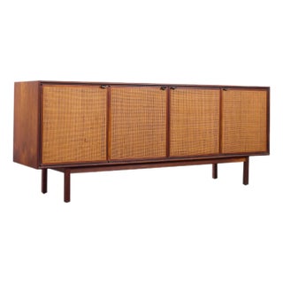Jack Cartwright for Founders Mid Century Walnut and Cane Front Credenza For Sale