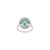 Vintage Inspired Oval Cabochon Emerald Ring With Diamond Halo in Silver - Size 8.5 For Sale - Image 4 of 12