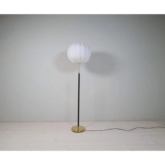 Mid-Century Brass and Black Leather Floor Lamp from Falkenbergs Belysning, Sweden, 1960s For Sale - Image 3 of 18