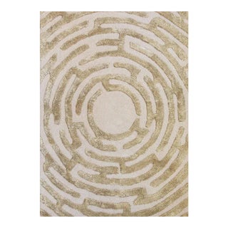 Amiens Hand-Tufted Maze Rug, Wheat Tan, 9x12 For Sale