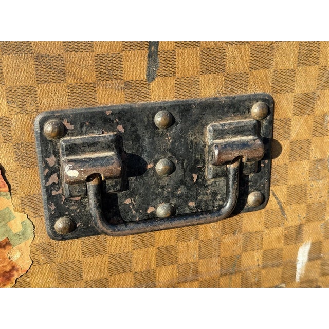 Louis Vuitton Steamer Trunk Damier Canvas With Trays 1800's Antique Luggage For Sale - Image 9 of 17