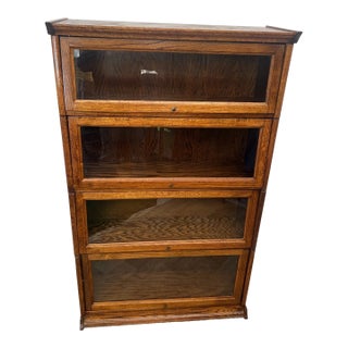 Vintage Sectional Bookcase Lawyer Barrister Storage Case Four Stacking Shelves For Sale