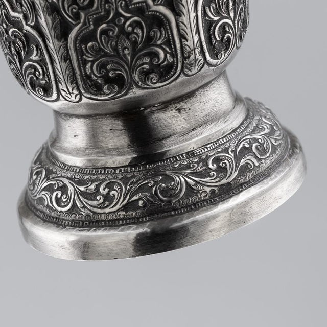 Antique Burmese Repoussé Silver Vessantara Jataka Vase, 1915 For Sale - Image 12 of 18