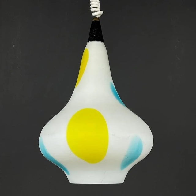Blue Mid-Century Multicolor Opaline Murano Glass Pendant Lamp from Stilnovo, Italy, 1950s For Sale - Image 8 of 13