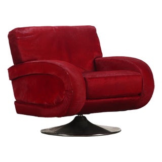 A Large Italian Mid-Century Modern Swivel Lounge Chair, C. 1960. For Sale