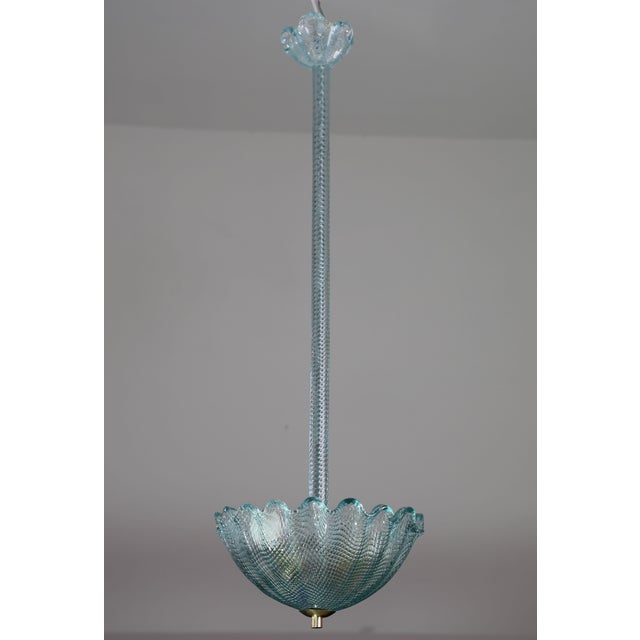 Glass 1950 Rare Blu Pendant Light Murano Glass by Barovier E Toso For Sale - Image 7 of 14