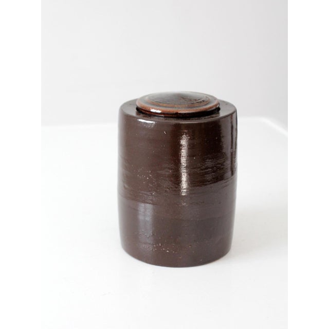 Brown Vintage Studio Pottery Lidded Canister For Sale - Image 8 of 11