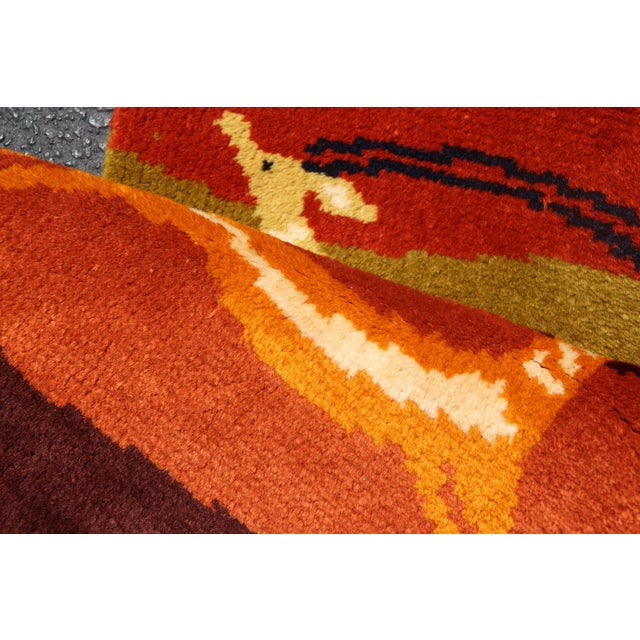 European Art Deco Runner Rug With Gazelle Motifs in Warm Earth Tones For Sale - Image 11 of 12