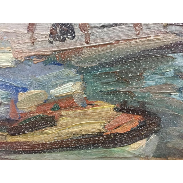*** ABOUT THIS PAINTING *** * TITLE: "Ship port" * ARTISTS: Karelin Vyacheslav Dmitrievich * SIZE: 35x50 cm/'13.77x19.68...