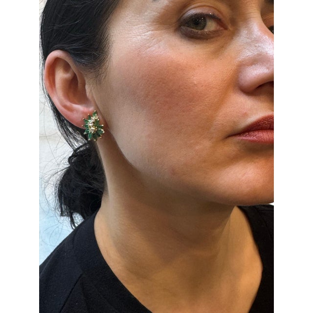2.3Ct Natural Brazilin Marquise Emerald & 0.60 Ct Diamond Clip on Earring 18 KYG For Sale - Image 18 of 18