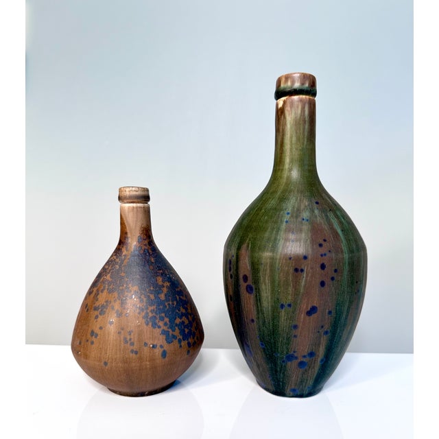 Studio Ceramic Art Glazed Stoneware Bottle Vases by Rolf Weber, Germany, 1960s, Set of 2 For Sale - Image 14 of 14
