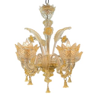 Murano Gold Venetian Style Chandelier For Sale