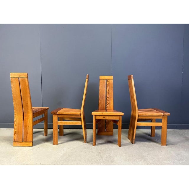 Brown Brutalist Oak Dining Chairs, 1970s, Set of 4 For Sale - Image 8 of 11