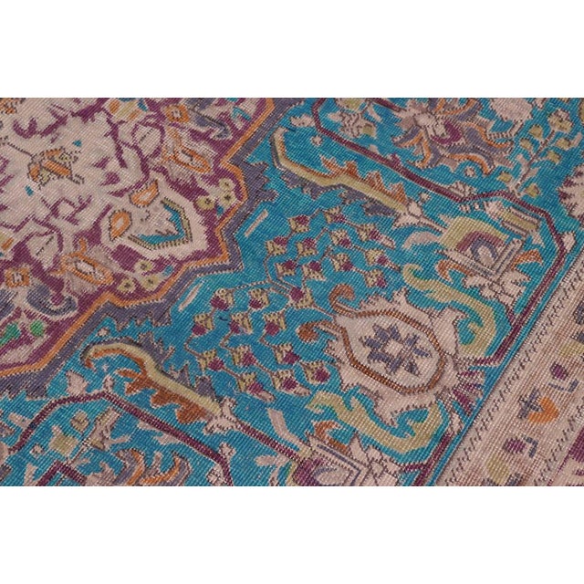 1990s Shabby Chic 1990's Vintage Blue/Purple Wool Rug - 7'7'' X 11'2'' For Sale - Image 5 of 10